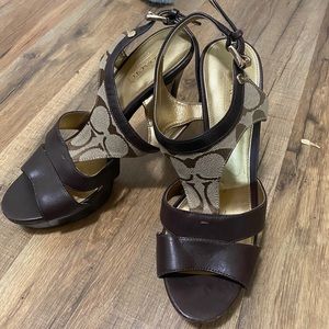 Brown signature C coach shoes